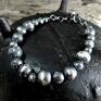 czarne oksydowane srebrne kulki - lekka bransoleta ciemne kute srebro