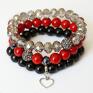 czarne marmur bransoleta red marble, & shamballa swarovski