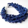 granatowy szydełkowe blue beads sznureczki