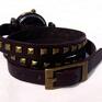 czarne triforce zelda - zegarek/bransoletka na skórzanym ćwieki