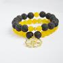 Bracelet by SIS: czarna lawa wulkaniczna z żółtym jadeitem kamienie