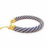 Ilovehandmade bead crochet color&gold - blue and gold - koralikowa bransoletka