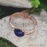handmade lapis lazuli stalowa bransoletka w kolorze różowego złota z lapisem