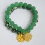 Bracelet by SIS: złoty kwiat w zielonym jadeicie