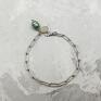 zielone perła stylowa bransoletka z łańcuchem ze stali szlachetnej. zakończona