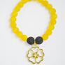 Bracelet by SIS: złoty kwiat w żółtym jadeicie kamienie