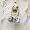 Makramowy breloczek Anioł Stróż zielony | Brelok aniołek na prezent