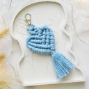 Makramowy breloczek serce błękitne | Breloczek ze sznurka