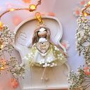 Makramowy breloczek Anioł Stróż biały | Aniołek brelok