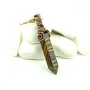 Brelok wire wrapping z tygrysim okiem - miedziany drut jubilerski, oksydowany