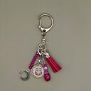 Różowy brelok z sową i księżycem - handmade do kluczy i torebki