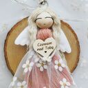 Makramowy breloczek Anioł Stróż różowy | Aniołek brelok