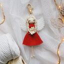 Makramowy breloczek Anioł - czerwony | Aniołek na szczęście brelok