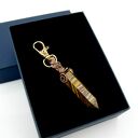 Brelok wire wrapping z tygrysim okiem - miedziany drut jubilerski, oksydowany