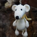 BIAŁY SZCZUR - brelok, zawieszka do torby, plecaka, kluczy