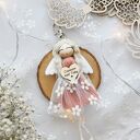 Makramowy breloczek Anioł Stróż różowy | Aniołek brelok