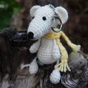 BIAŁY SZCZUR - brelok, zawieszka do torby, plecaka, kluczy