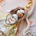 Makramowy breloczek Anioł Stróż biały | Aniołek brelok