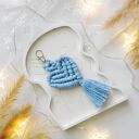 Makramowy breloczek serce błękitne | Breloczek ze sznurka