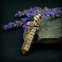 Brelok wire wrapping z tygrysim okiem - miedziany drut jubilerski, oksydowany