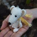 BIAŁY SZCZUR - brelok, zawieszka do torby, plecaka, kluczy