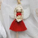 Makramowy breloczek Anioł - czerwony | Aniołek na szczęście brelok