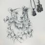broszka niedźwiedź broszki biżuteria z-misiem niedźwiadek z kwiatami mini