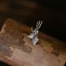 szare srebrny jeleń mini broszka pin z jeleniem ze srebra biżuteria