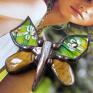 zielone broszka jaspis: motyl malowany