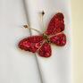 biżuteria z koralików broszki motyl czerwona
