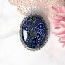 niezwykła, artystyczna ''ethnic'' etniczna biżuteria duża owalna broszka