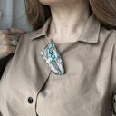 Duża broszka z turkusem - ręcznie robiona biżuteria Louka