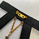 Czarna broszka z pszczółką - elegancka kokarda handmade