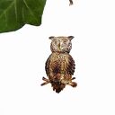 Broszka sowa średnia brąz