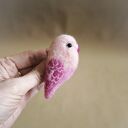 Różowa papużka - broszka filcowana