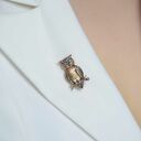 Broszka sowa średnia brąz