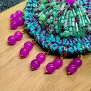 Broszka okrągła szydełkowa turkusowo-fioletowa (KR/15/26)