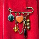 Broszka niezwykła na agrafce w stylu Boho handmade z sercem z jaspisu unikat