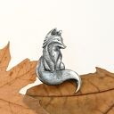 Broszka srebrna - Lisek szary