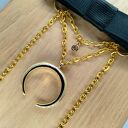 Broszka kokarda czarna z księżycem