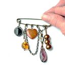 Broszka niezwykła na agrafce w stylu Boho handmade z sercem z jaspisu unikat