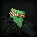 Jaspis cesarski - broszka wire wrapping z miedzią