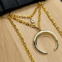 Broszka kokarda czarna z księżycem