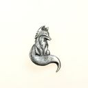 Broszka srebrna - Lisek szary