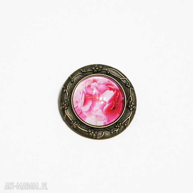 Broszka yenoo - Różowa pelargonia - brąz