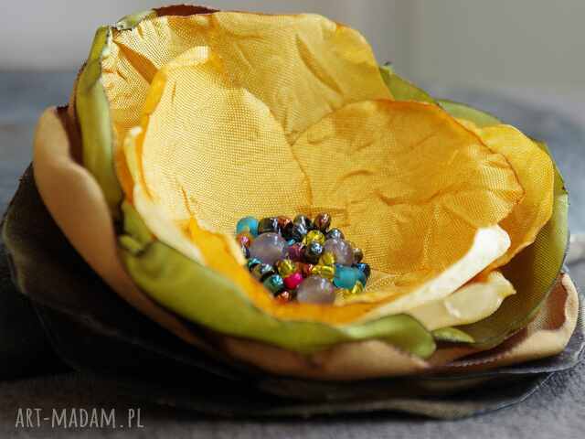 Elegancka broszka przypinka kwiatek do żakietu sukienki, JESIENNA kolorowa broszka