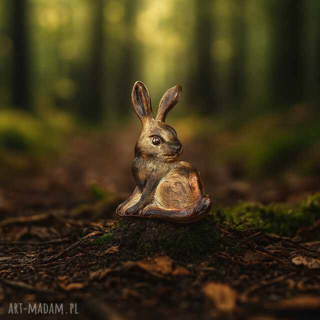 Broszka srebrna z zajączkiem brązowym