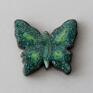 zielone minimalizm broszka ceramiczna motyl w odcieniach turkusów, zieleni i brązu skandynawski