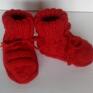 buciki niemowlęce czerwone na drutach skarpetki ręcznie robione