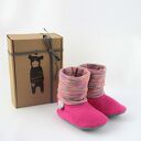 Bambosze z golfem / handmade różowa tęcza